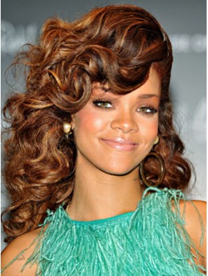 Brown Curly Layered Lace Front 18 inch Incredible Rihanna Wigs
