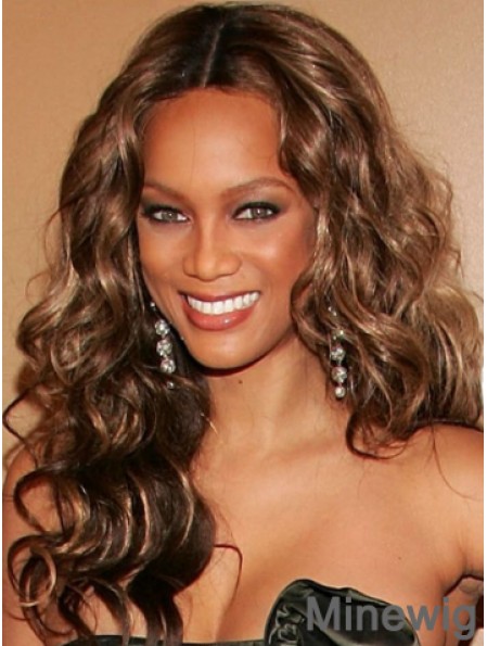 Brown Curly Without Bangs Lace Front 20 inch Perfect Tyra Banks Wigs