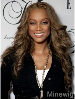 Brown Wavy Without Bangs Lace Front 24 inch Ideal Tyra Banks Wigs