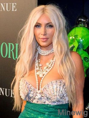24 inch Wavy Lace Front Blonde Long Remy Human Hair Kim Kardashian Wigs