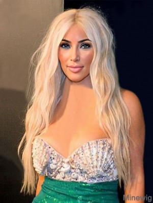 24 inch Wavy Lace Front Blonde Long Remy Human Hair Kim Kardashian Wigs