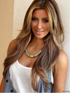 Remy Human Hair Lace Front 24 inch Wavy Blonde Long Kim Kardashian Wigs