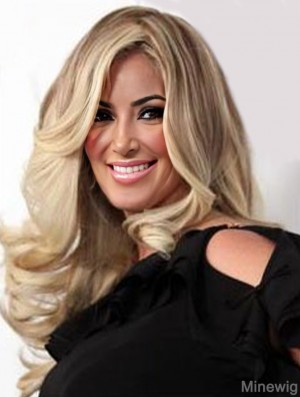 Wavy Long Blonde 20 inch Layered Synthetic Lace Front Kim Zolciak Wigs