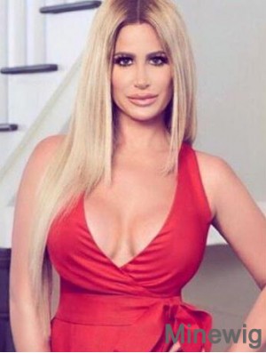 Straight Lace Front Long Layered Synthetic 27 inch Blonde Kim Zolciak Wigs