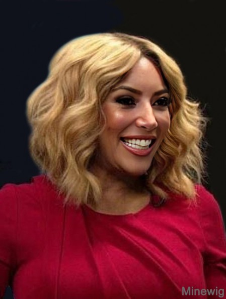 Without Bangs Wavy Lace Front Shoulder Length Blonde 13 inch Synthetic Wendy Williams Wigs