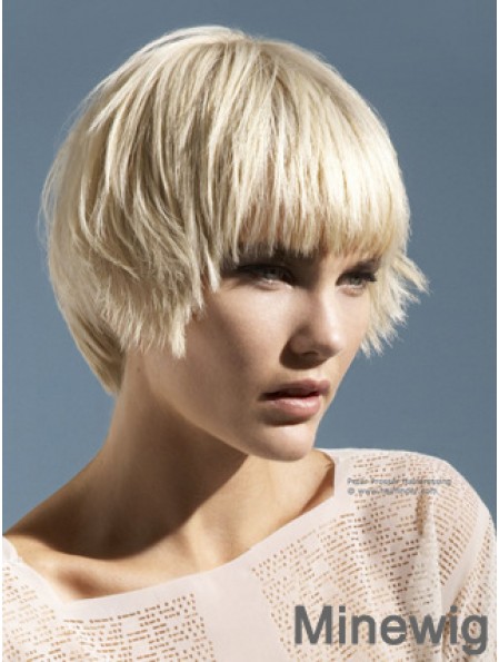 Monofilament Boycuts Short Straight 10 inch Platinum Blonde Convenient Fashion Wigs