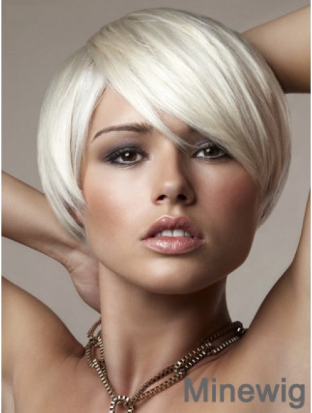 Capless Bobs Short Straight 8 inch Platinum Blonde Online Fashion Wigs