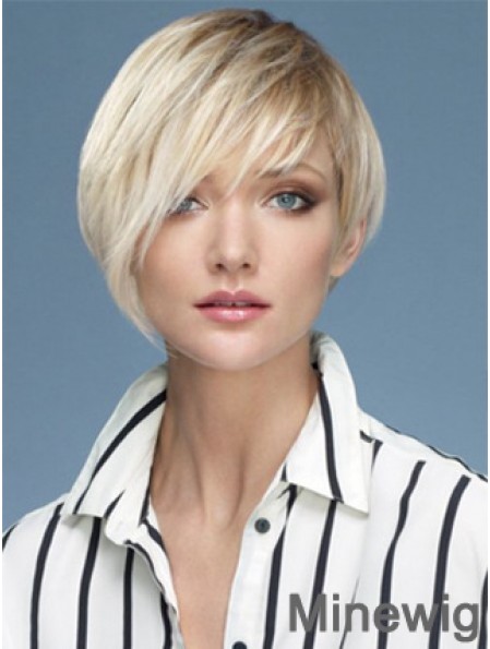 Capless Boycuts Short Straight 10 inch Platinum Blonde Sassy Fashion Wigs