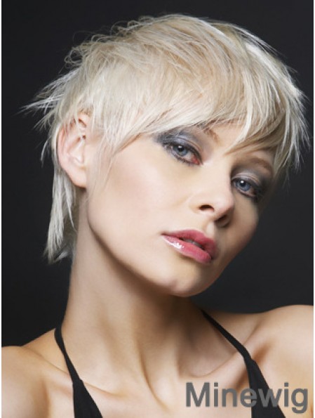 Lace Front Boycuts Short Straight 8 inch Platinum Blonde Ideal Fashion Wigs