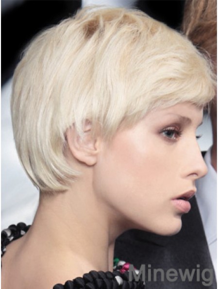 Monofilament Boycuts Short Straight 8 inch Platinum Blonde Incredible Fashion Wigs