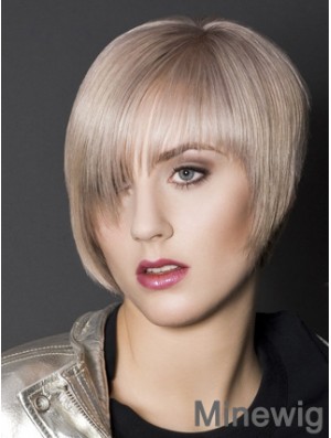 Capless Boycuts Short Straight 10 inch Platinum Blonde Sleek Fashion Wigs