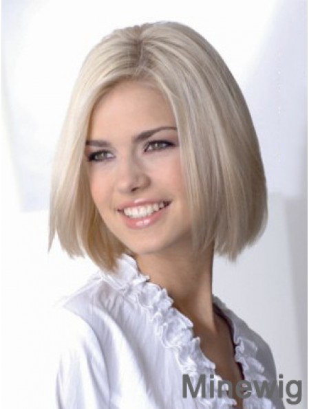 Full Lace Bobs Chin Length Straight 12 inch Platinum Blonde Sassy Fashion Wigs