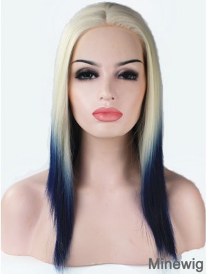 16 inch Ombre/2 Tone Long Without Bangs Straight Fashionable Lace Wigs