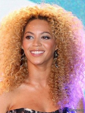 Blonde Long Kinky Without Bangs Full Lace 18 inch Beyonce Wigs