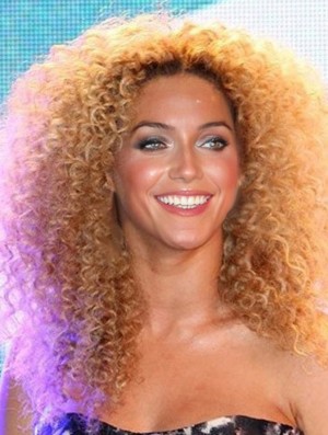 Blonde Long Kinky Without Bangs Full Lace 18 inch Beyonce Wigs