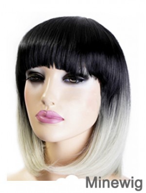 Modern 12 inch Chin Length Straight Wigs For Black Women