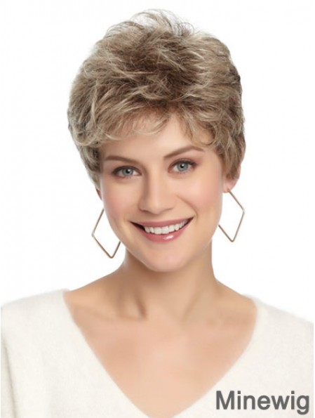 Synthetic Affordable Cropped Wavy Grey Wigs