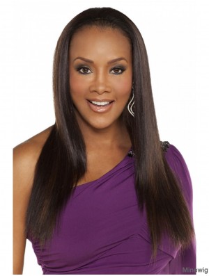 Straight Indian Remy Hair Brown Long Fashionable 3/4 Wigs
