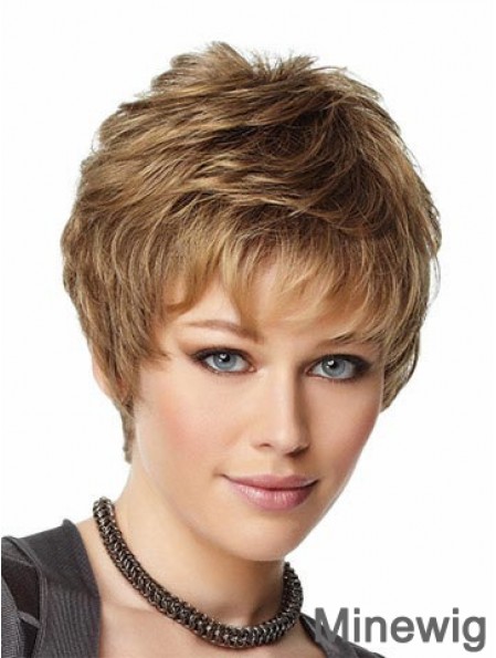 Blonde Wigs Boycuts Cropped Length Capless Synthetic Wavy Style