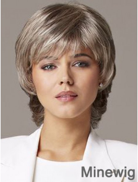 Durable Wavy Capless 10 inch Sleek Short Grey Wigs