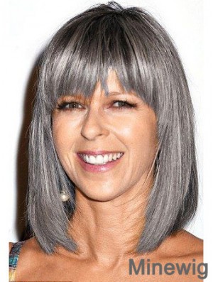 Straight Lace Front 12 inch Modern Shoulder Length Grey Wigs