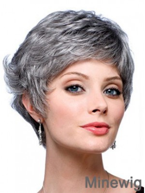 Wavy Capless 8 inch Designed Short Grey Wigs