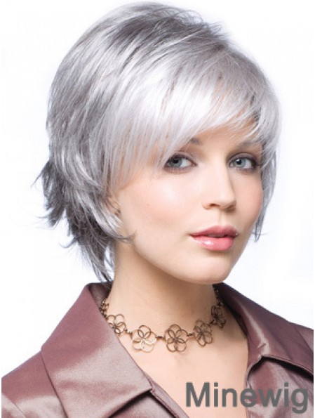 Straight Capless 8 inch Beautiful Short Grey Wigs