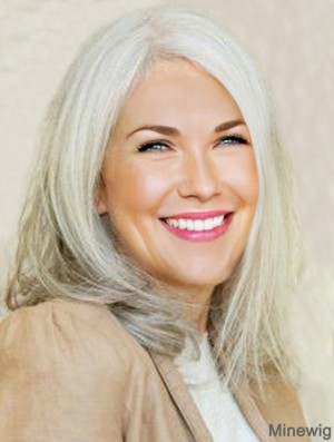 Straight Capless 16 inch Designed Shoulder Length Grey Wigs