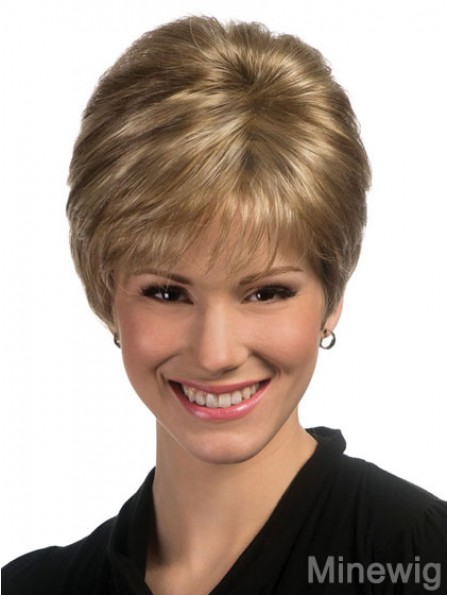 Comfortable Straight Boycuts Cropped Ideal Blonde Synthetic Wigs