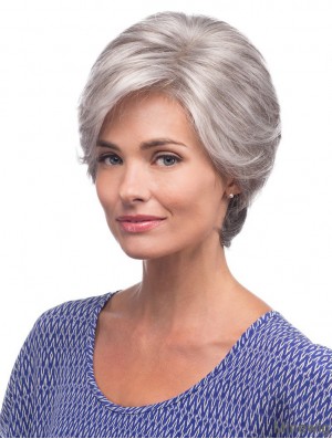 Cheap Lace Front Wigs UK Grey Cut Straight Style Short Length