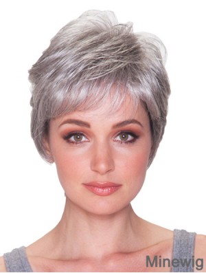 Grey Hair Wigs Grey Cut Short Length Straight Style