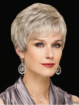 Perfect Short Wavy 6 inch Synthetic Grey Wigs