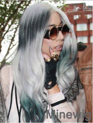 Fashionable Long Wavy 20 inch Synthetic Grey Wigs