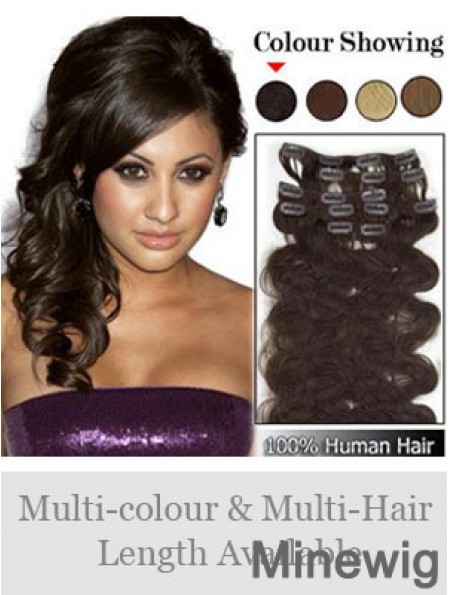 Modern Brown Wavy Remy Human Hair Clip In Hair Extensions