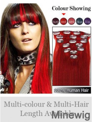 Top Red Straight Remy Human Hair Clip In Hair Extensions