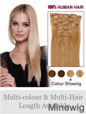 Top Blonde Straight Remy Human Hair Clip In Hair Extensions