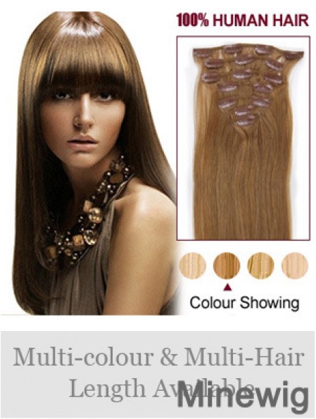 Hairstyles Brown Straight Remy Human Hair Clip In Hair Extensions