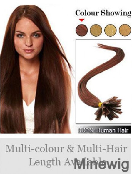 Auburn Straight Hairstyles Nail/U Tip Hair Extensions