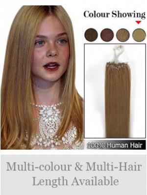 Modern Brown Straight Micro Loop Ring Hair Extensions