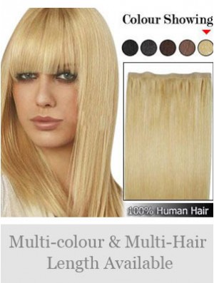 Straight Remy Human Hair Blonde Suitable Weft Extensions