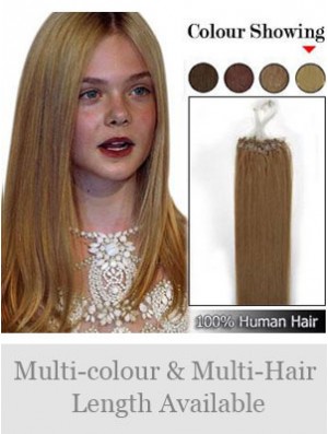 High Quality Brown Straight Micro Loop Ring Hair Extensions