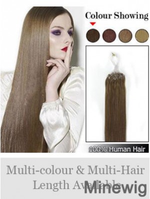 Fabulous Brown Straight Micro Loop Ring Hair Extensions