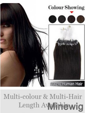 Beautiful Black Straight Micro Loop Ring Hair Extensions