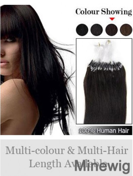 Beautiful Black Straight Micro Loop Ring Hair Extensions