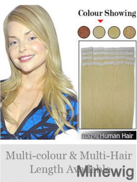 Blonde Straight Fashionable Remy Human Hair Tape In Hair Extensions