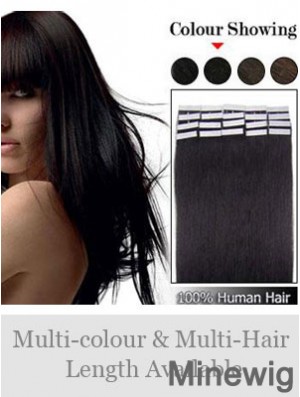 Black Straight Soft Remy Human Hair Tape In Hair Extensions