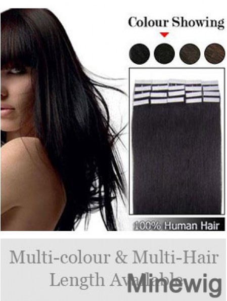 Black Straight Soft Remy Human Hair Tape In Hair Extensions