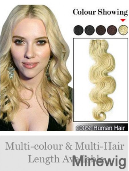 Wavy Remy Human Hair Blonde Fashionable Weft Extensions