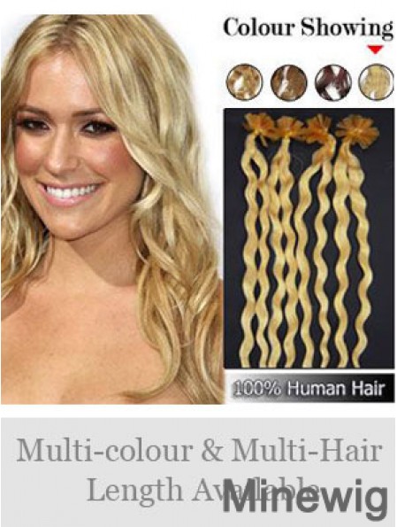 Blonde Curly Great Nail/U Tip Hair Extensions