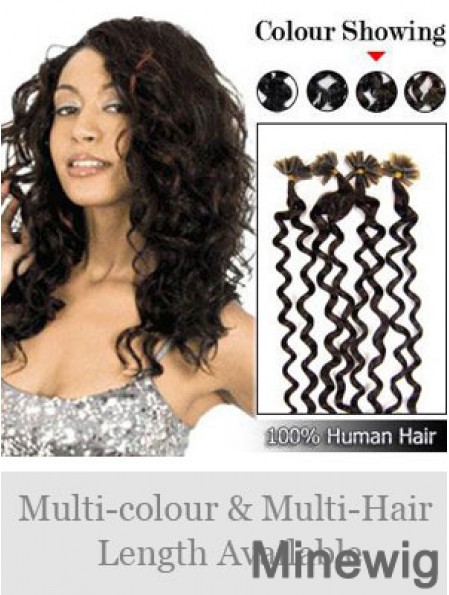 Black Curly Comfortable Nail/U Tip Hair Extensions